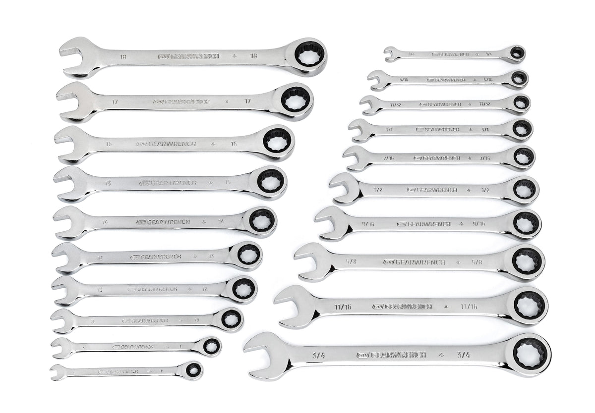 Gearwrench 35720 20 Piece 72-Tooth SAE/Metric Ratcheting Combination Wrench Set