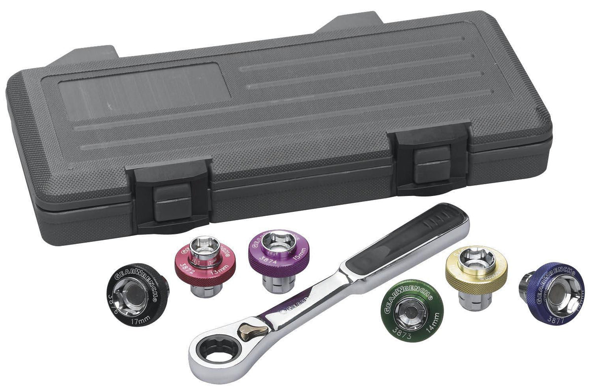 Gearwrench 3870D 7 Piece 3/8" Drive 6 Point Magnetic Oil Drain Plug Metric Socket Set