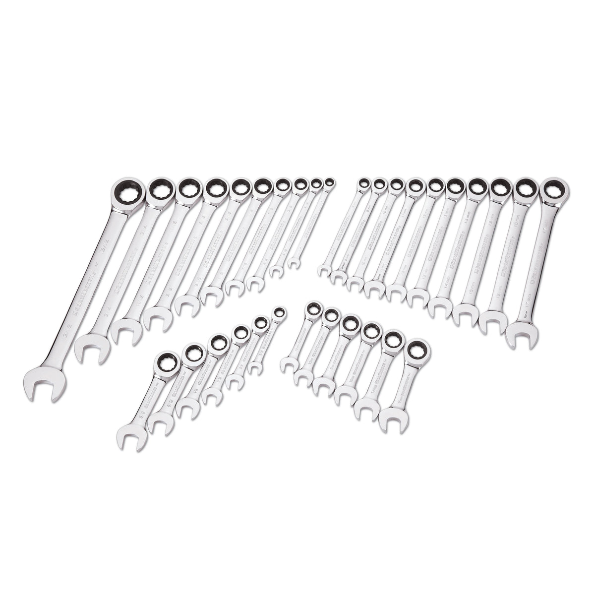 Gearwrench 39327 32 Piece 72-Tooth 12 Point SAE/Metric Standard/Stubby Combination Ratcheting Wrench Set