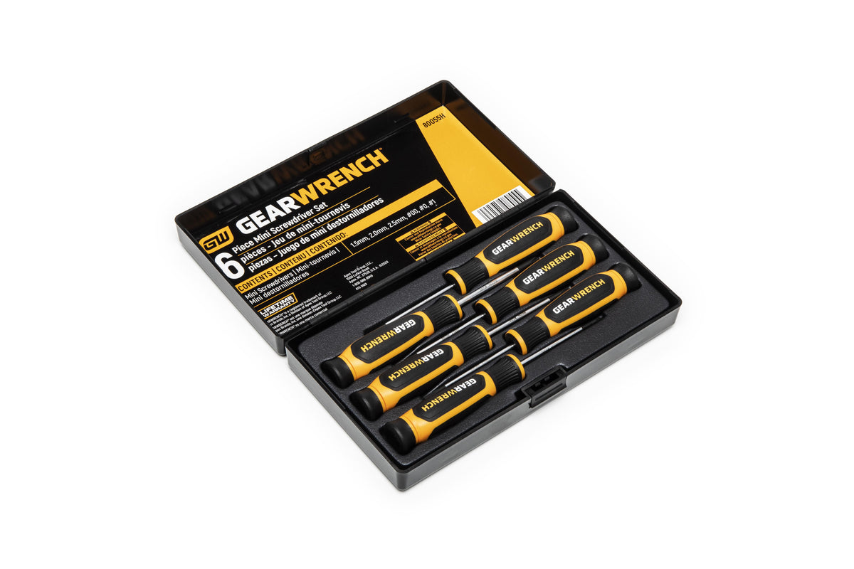 Gearwrench 80055H 6 Piece Phillips®/Slotted Mini Dual Material Screwdriver Set