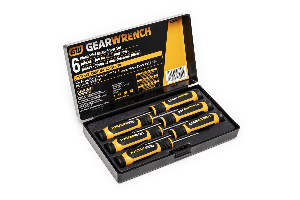 Gearwrench 80055H 6 Piece Phillips®/Slotted Mini Dual Material Screwdriver Set