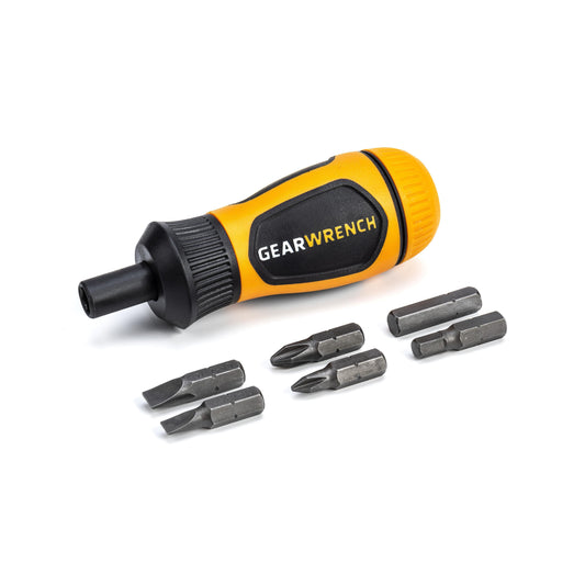 Gearwrench 80061R 6-in-1 Stubby Ratcheting Multi-Bit Driver