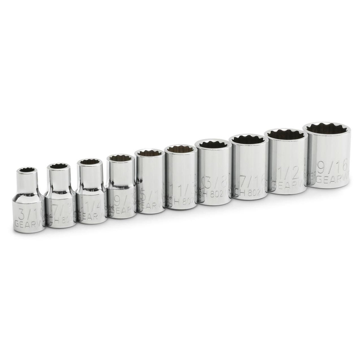 Gearwrench 80307D 10 Piece 1/4" Drive 12 Point Standard SAE Socket Set