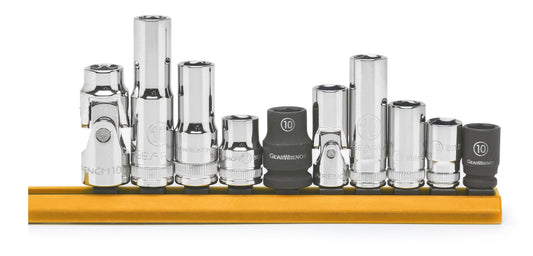 Gearwrench 80319 10 Piece 1/4" & 3/8" Drive 6 Point 10mm Socket Set