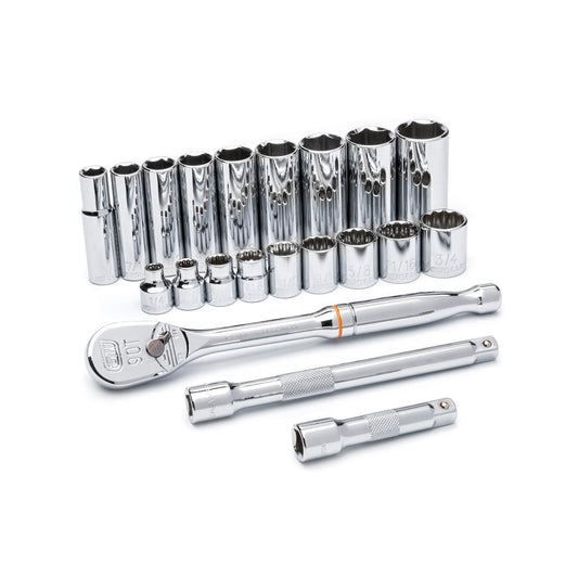 Gearwrench 80557 21 Piece 3/8" Drive 6 & 12 Point Standard and Deep SAE Mechanics Tool Set