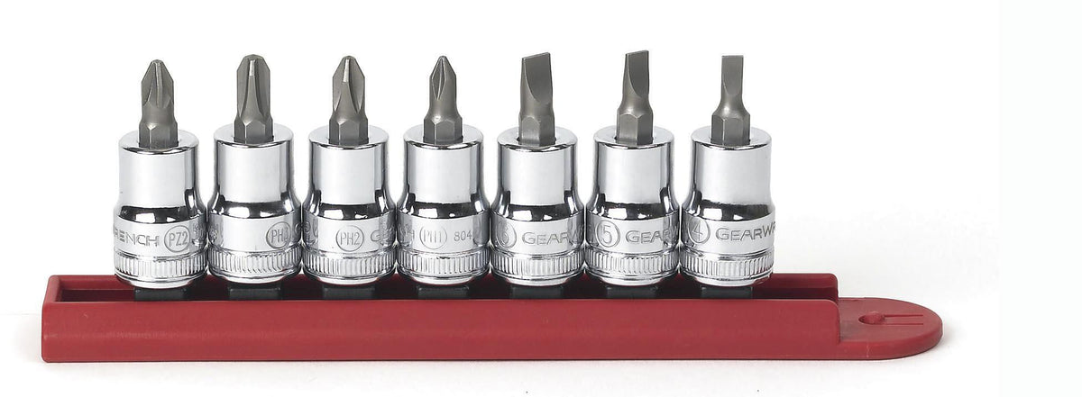 Gearwrench 80577 7 Piece 3/8" Drive Slotted/Phillips®/Pozidriv® Bit Socket Set