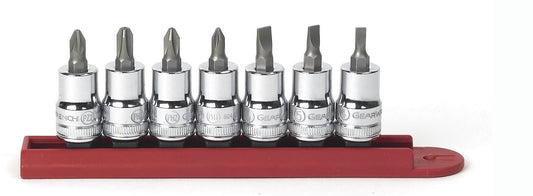 Gearwrench 80577 7 Piece 3/8" Drive Slotted/Phillips®/Pozidriv® Bit Socket Set