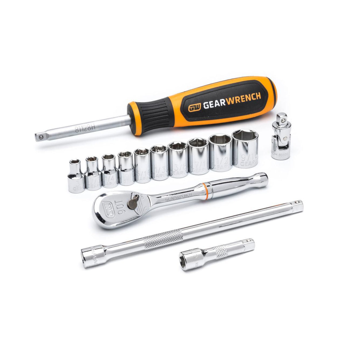 Gearwrench 80650 15 Piece 1/4" Drive 6 Point Standard SAE Mechanics Tool Set