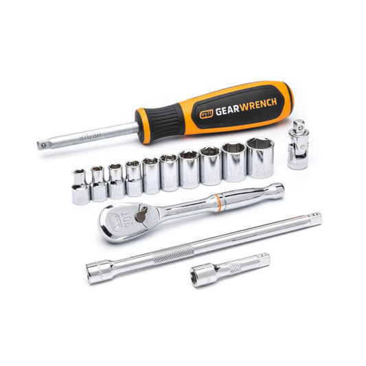 Gearwrench 80650 15 Piece 1/4" Drive 6 Point Standard SAE Mechanics Tool Set