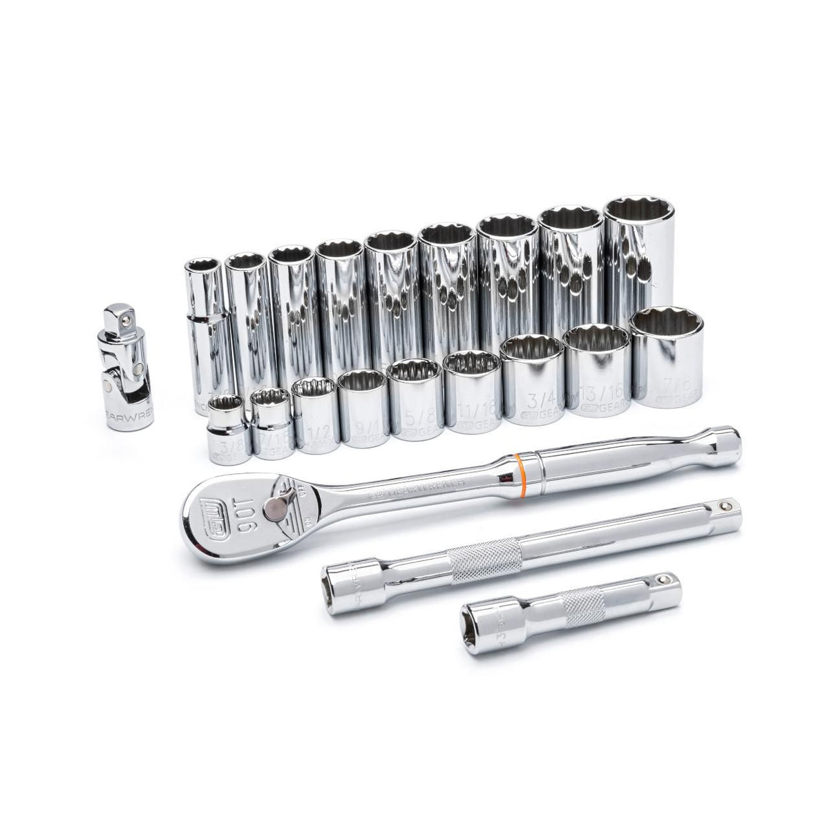 Gearwrench 80691 22 Piece 3/8" Drive 12 Point Standard and Deep SAE Mechanics Tool Set