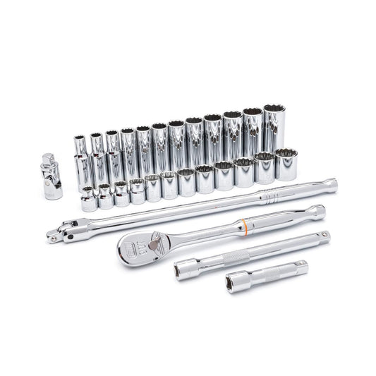 Gearwrench 80692 29 Piece 3/8" Drive 12 Point Standard and Deep Metric Mechanics Tool Set