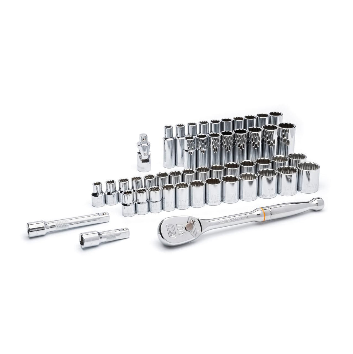 Gearwrench 80701 49 Piece 1/2" Drive 12 Point Standard and Deep SAE/Metric Mechanics Tool Set