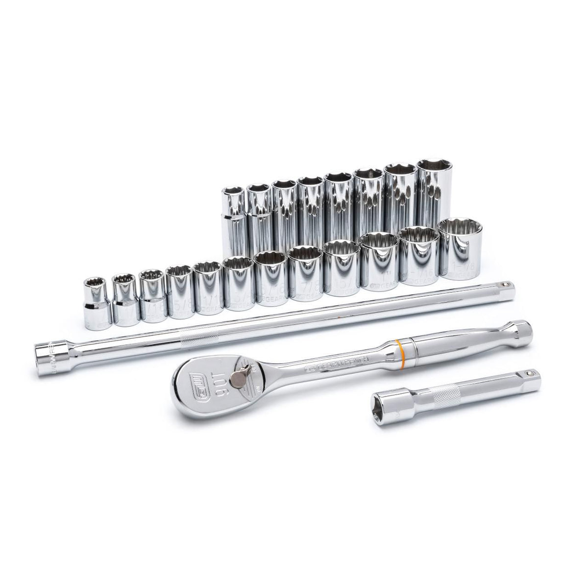 Gearwrench 80707 23 Piece 1/2" Drive 12 Point Standard and 6 Point Deep SAE Mechanics Tool Set