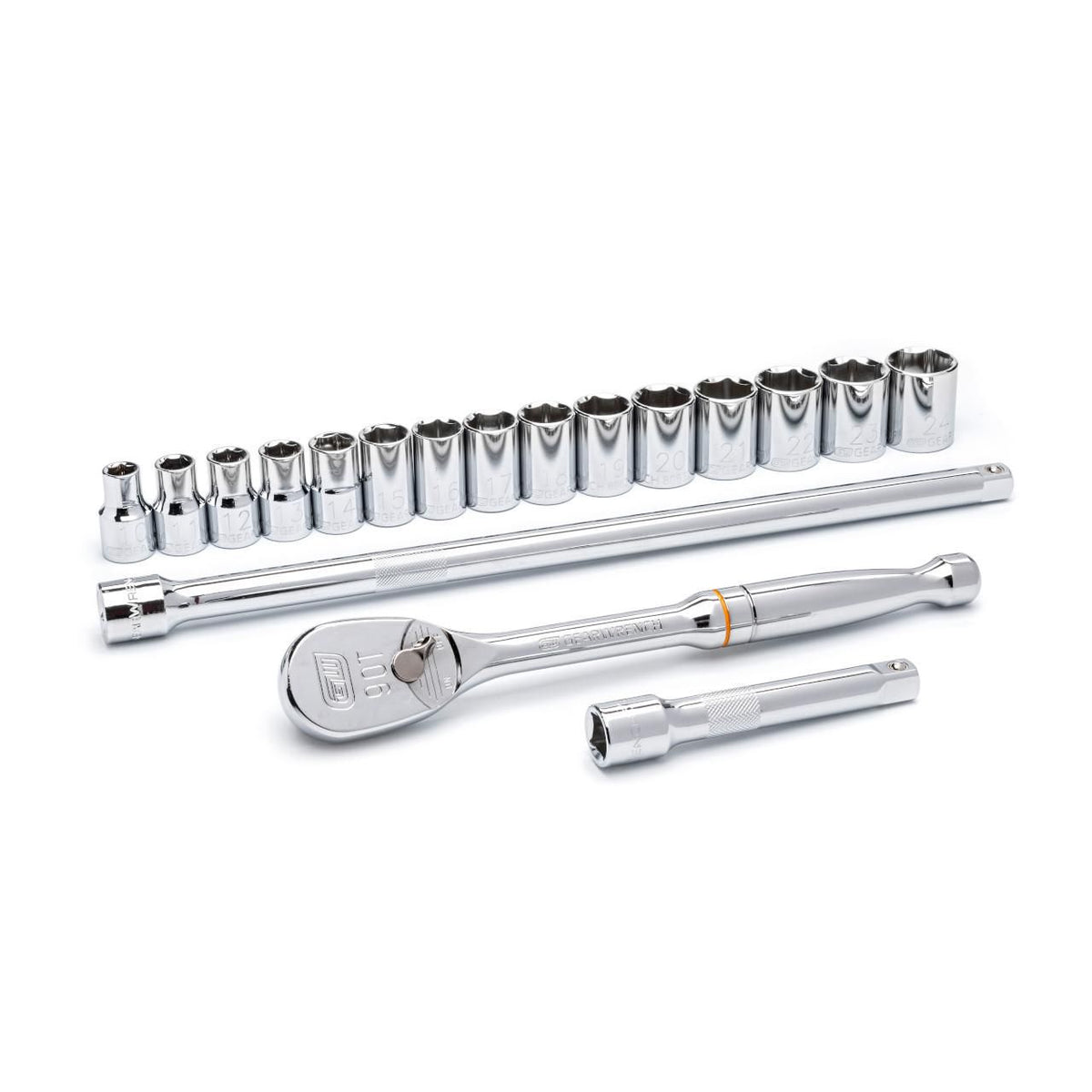 Gearwrench 80708 18 Piece 1/2" Drive 6 Point Standard Metric Mechanics Tool Set
