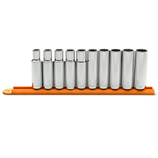 Gearwrench 80712 10 Piece 1/2" Drive 12 Point Deep Metric Socket Set