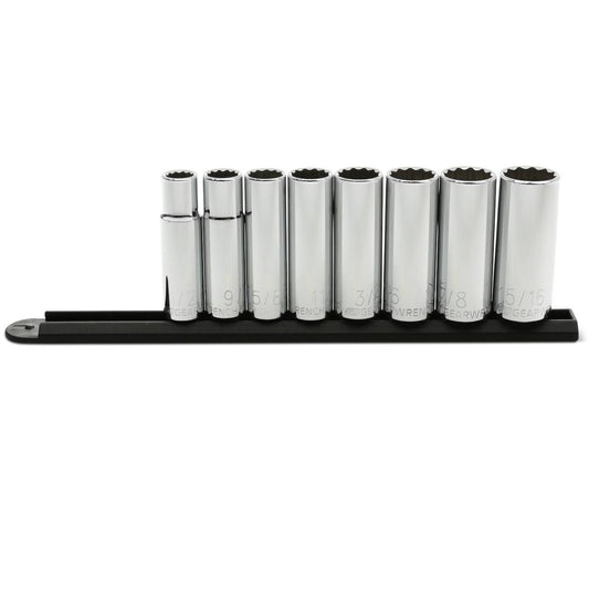 Gearwrench 80713 8 Piece 1/2" Drive 12 Point Deep SAE Socket Set