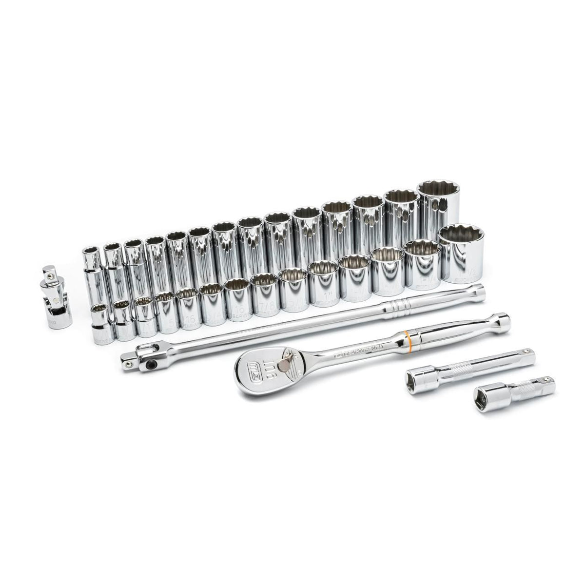 Gearwrench 80714D 33 Piece 1/2" Drive 12 Point Standard and Deep SAE Mechanics Tool Set
