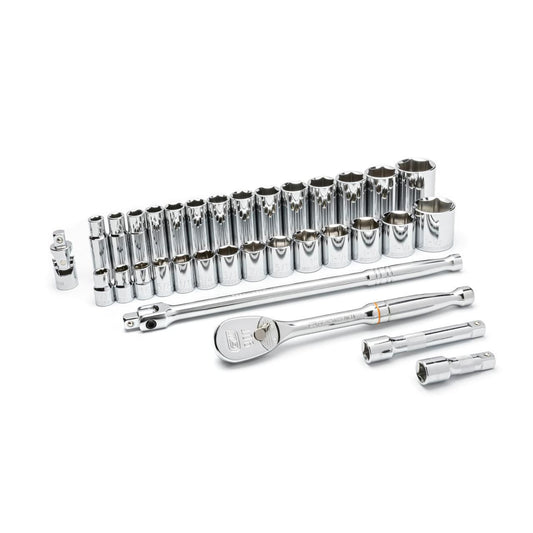 Gearwrench 80715 33 Piece 1/2" Drive 6 Point Standard and Deep SAE Mechanics Tool Set