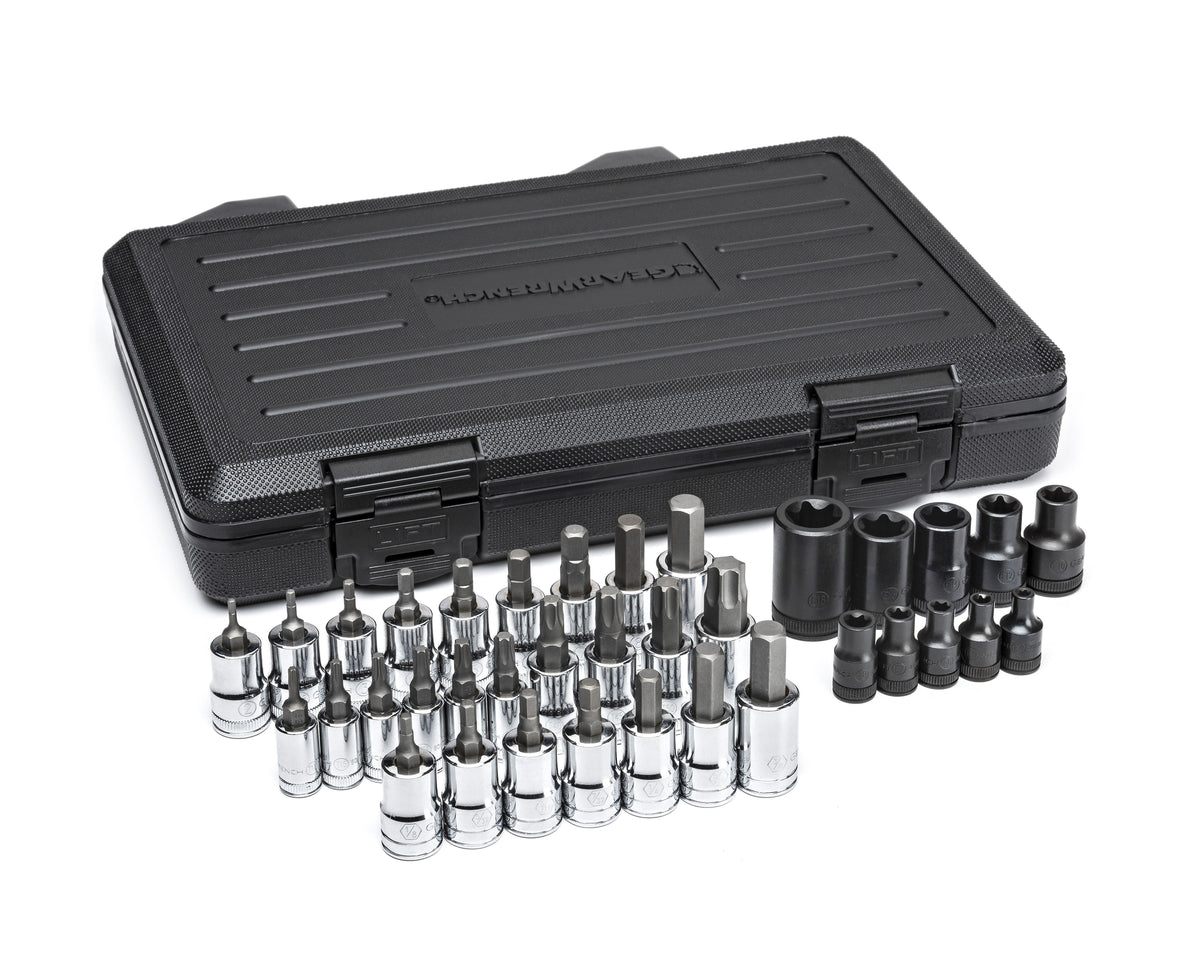 Gearwrench 80726 36 Piece 1/4", 3/8" & 1/2" Drive Standard Hex, E-Torx® & Torx® Bit SAE/Metric Socket Set