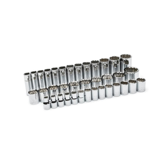 Gearwrench 80730 37 Piece 1/2" Drive 12 Point Standard and Deep Metric Socket Set