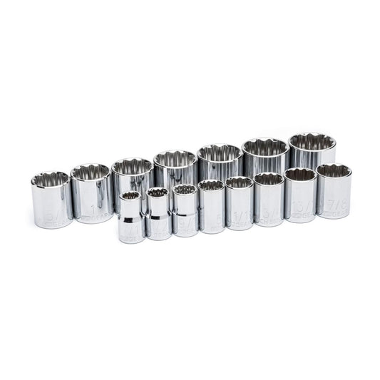 Gearwrench 80731 15 Piece 1/2" Drive 12 Point Standard SAE Socket Set