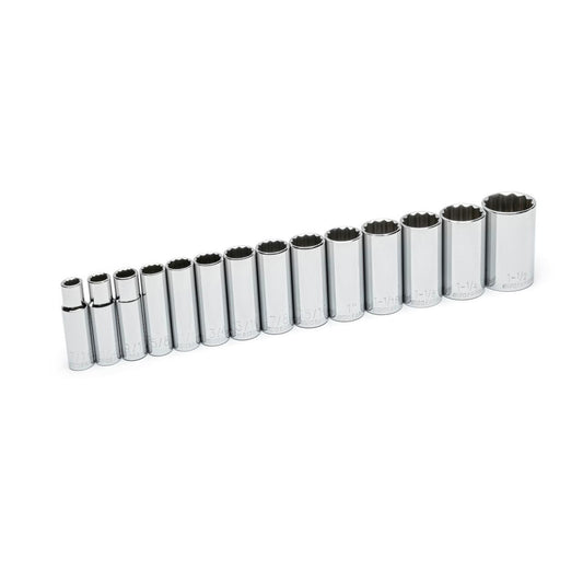 Gearwrench 80732 14 Piece 1/2" Drive 12 Point Deep SAE Socket Set