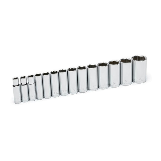 Gearwrench 80733 14 Piece 1/2" Drive 6 Point Deep SAE Socket Set