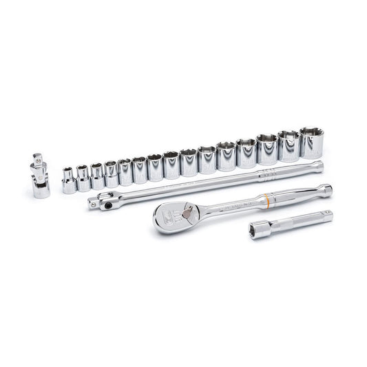Gearwrench 80791 19 Piece 1/2" Drive 6 Point Standard SAE Mechanics Tool Set