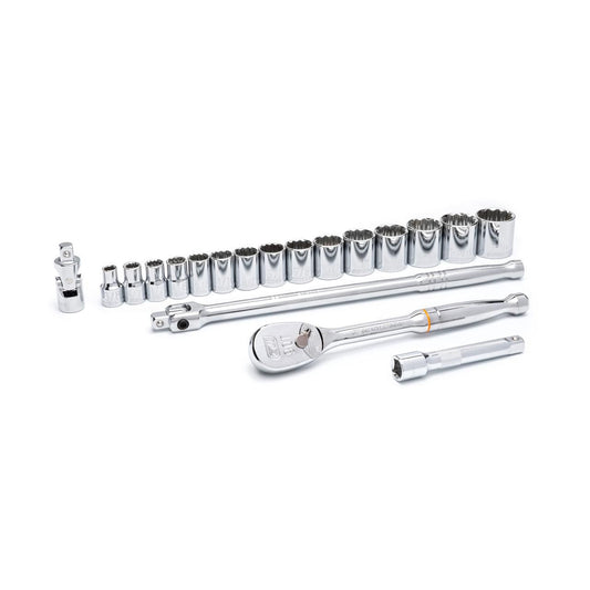 Gearwrench 80792 19 Piece 1/2" Drive 12 Point Standard SAE Mechanics Tool Set
