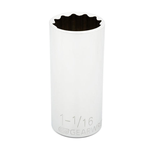 Gearwrench 80796 1/2" Drive 12 Point Deep SAE Socket 1-1/16"