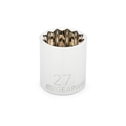 Gearwrench 80812 1/2" Drive 12 Point Standard Metric Socket 27mm