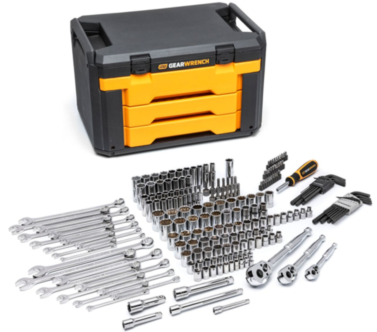 Gearwrench 80940 219 Piece Mechanics Tool Set in 3 Drawer Storage Box
