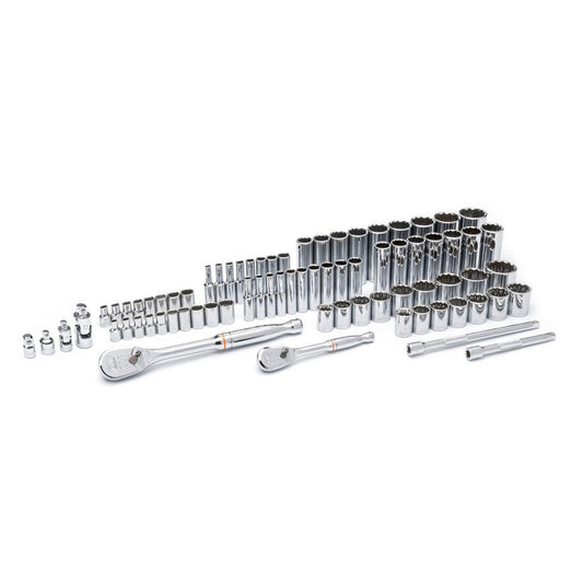 Gearwrench 80948 76 Piece 1/4" & 3/8" Drive 12 Point Standard and Deep SAE/Metric Mechanics Tool Set