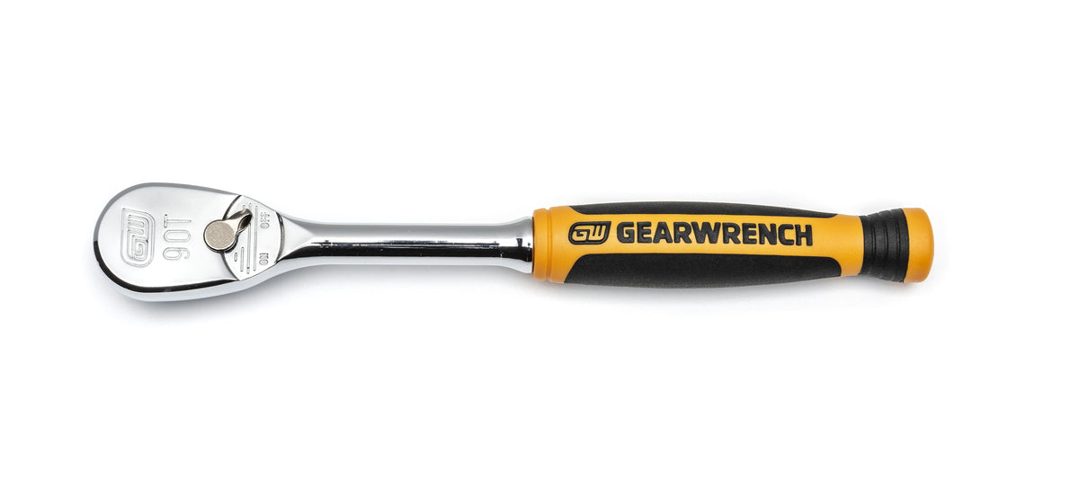 Gearwrench 81007T 1/4" Drive 90-Tooth Dual Material Teardrop Ratchet 6"