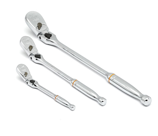 Gearwrench 81276T 3 Piece 1/4", 3/8" & 1/2" Drive 90-Tooth Locking Flex Head Teardrop Ratchet Set