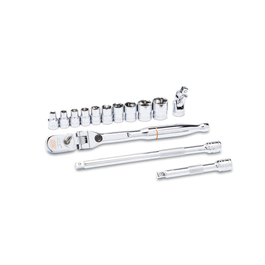 Gearwrench 81391 14 Piece 1/4" Drive 120XP Locking Flex Head Ratchet and 6 Point SAE Stubby Socket Mechanics Tool Set