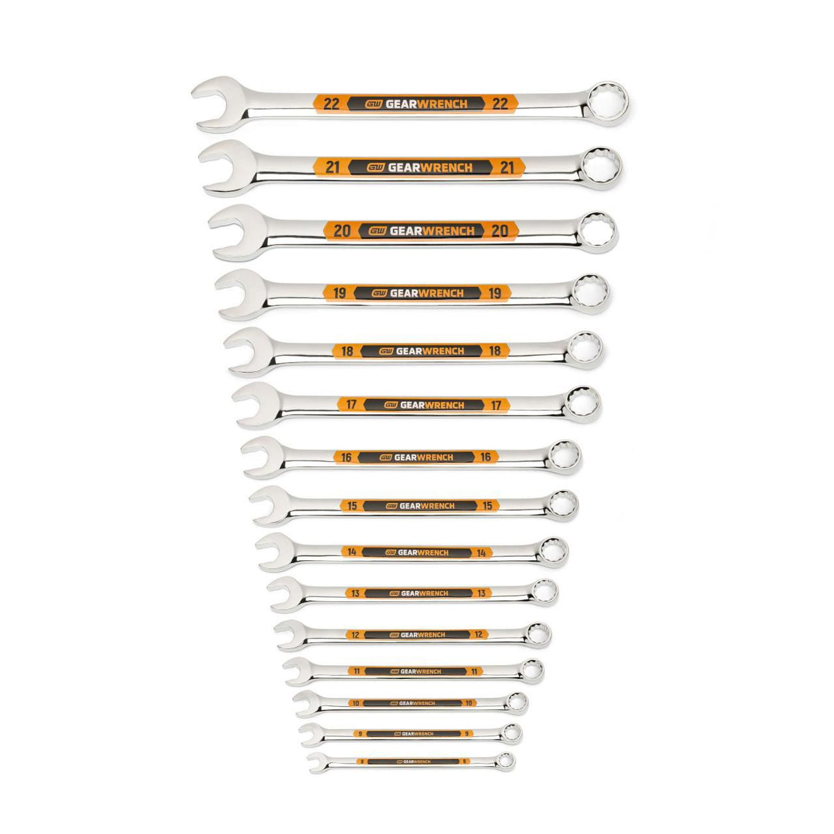 Gearwrench 81902H 15 Piece 12 Point Metric Hi-Viz Long Pattern Combination Wrench Set