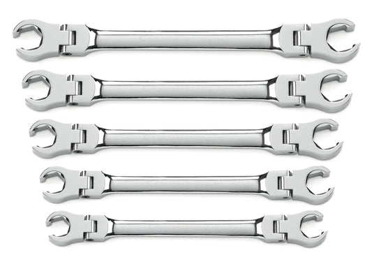Gearwrench 81910 5 Piece Flex Head Flare Nut SAE Wrench Set