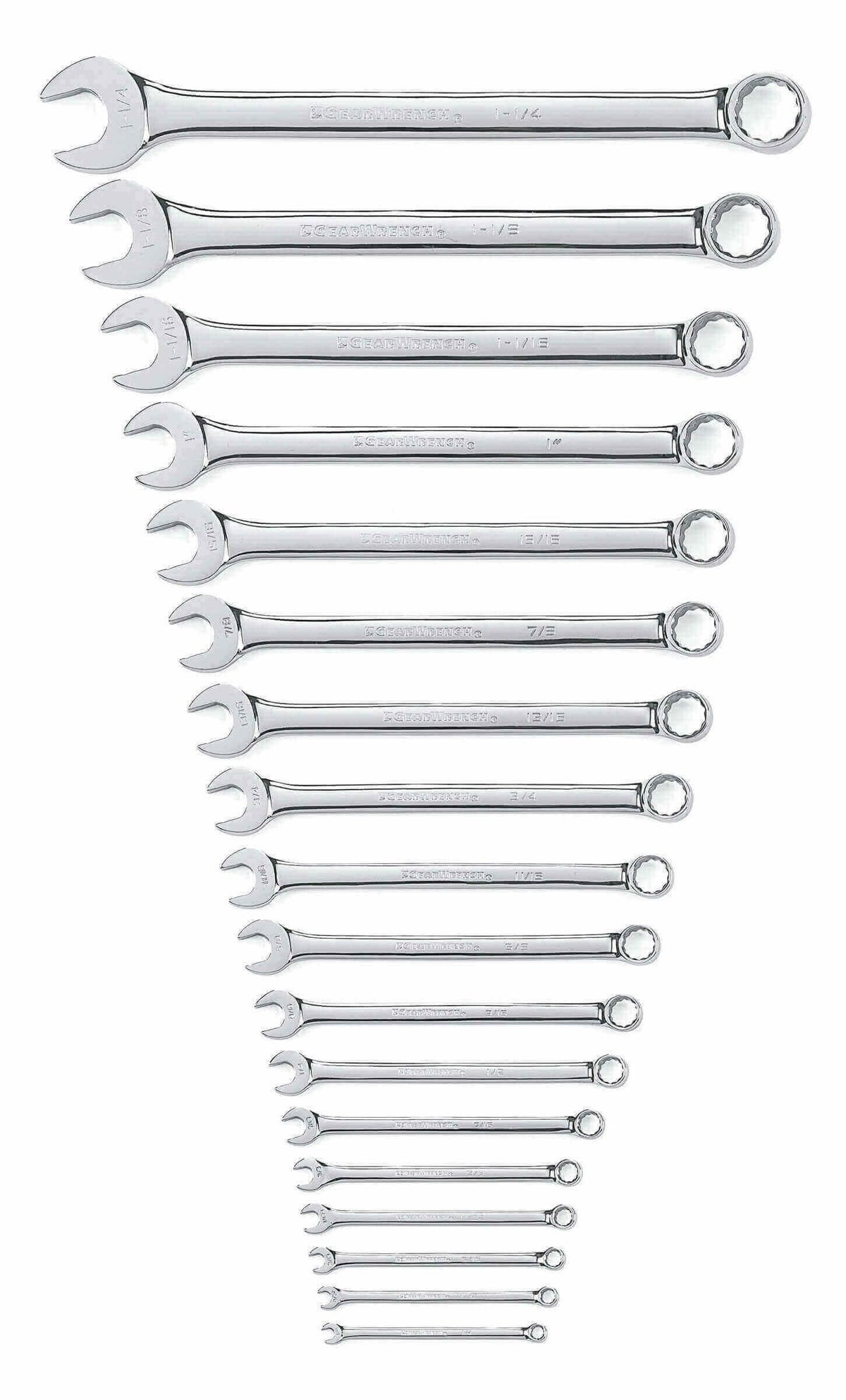 Gearwrench 81917 18 Piece 12 Point Long Pattern Combination SAE Wrench Set