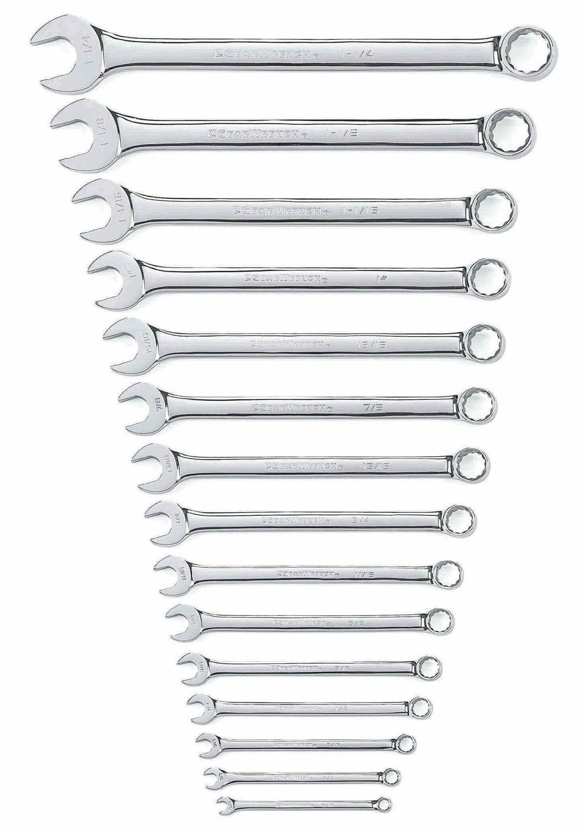 Gearwrench 81918 15 Piece 12 Point Long Pattern Combination SAE Wrench Set with Tool Roll