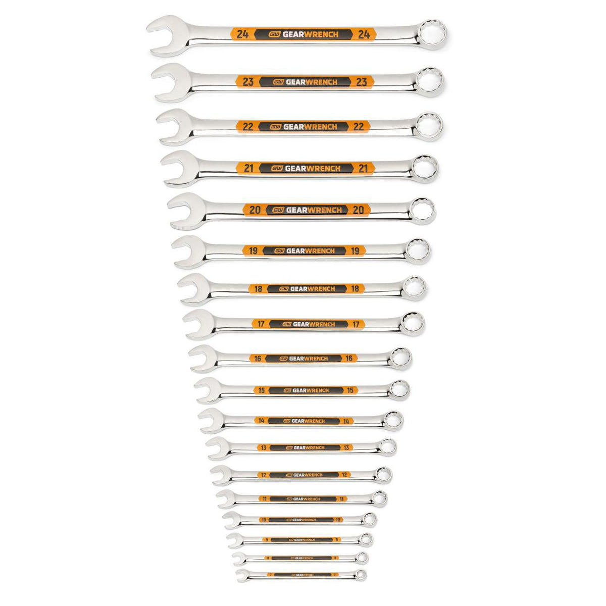 Gearwrench 81920H 18 Piece 12 Point Metric Hi-Viz Long Pattern Combination Wrench Set