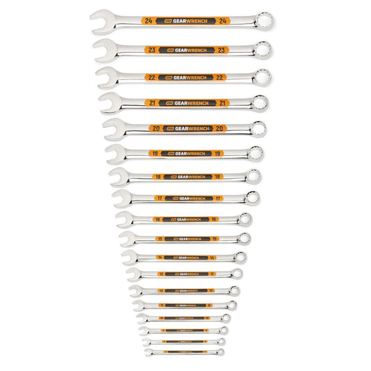 Gearwrench 81920H 18 Piece 12 Point Metric Hi-Viz Long Pattern Combination Wrench Set