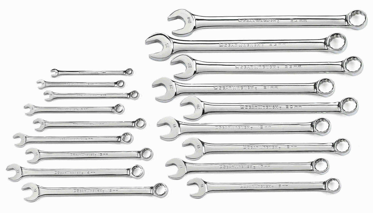 Gearwrench 81920 18 Piece 12 Point Long Pattern Combination Metric Wrench Set