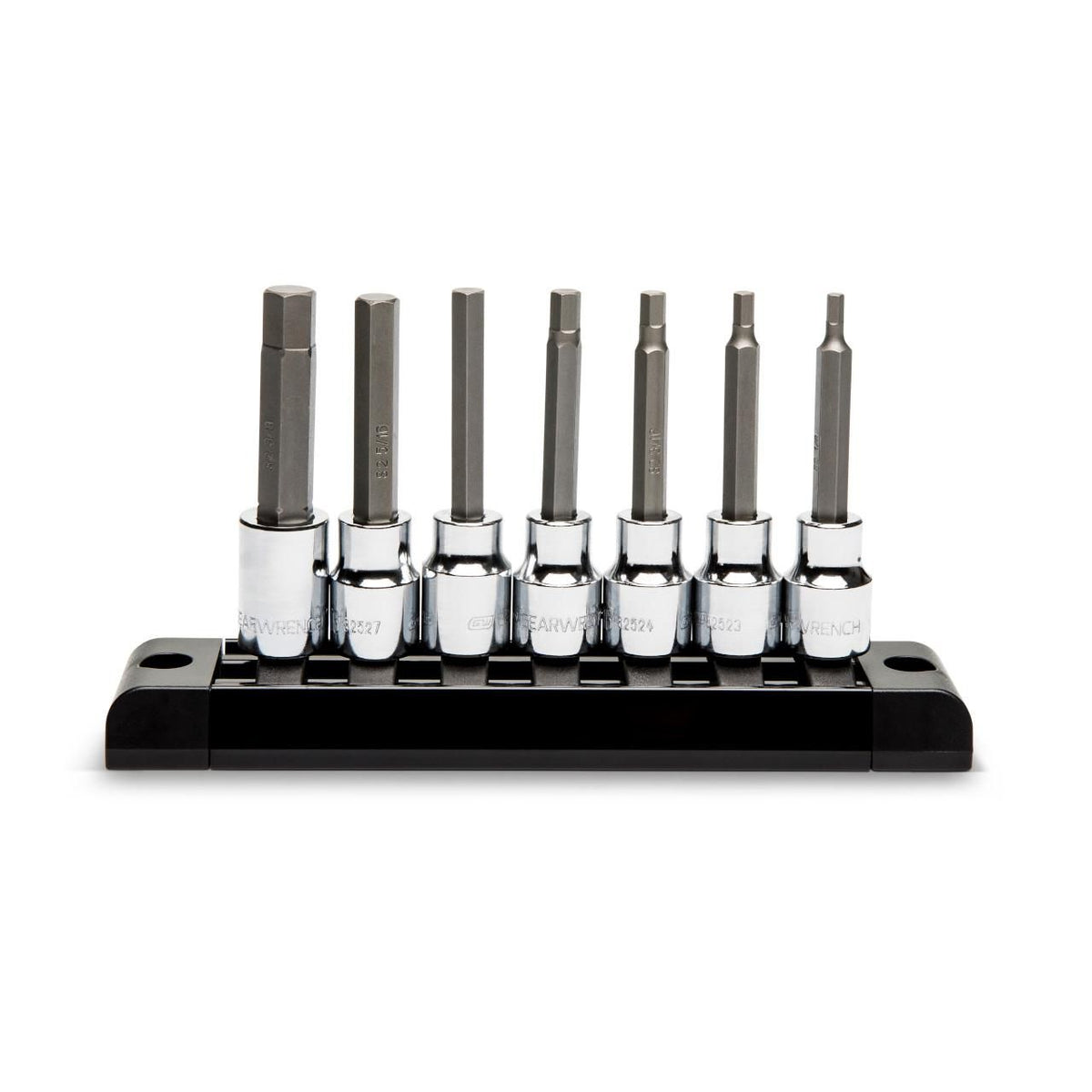 Gearwrench 82529 7 Piece 3/8" Drive Mid Length Hex Bit SAE Socket Set