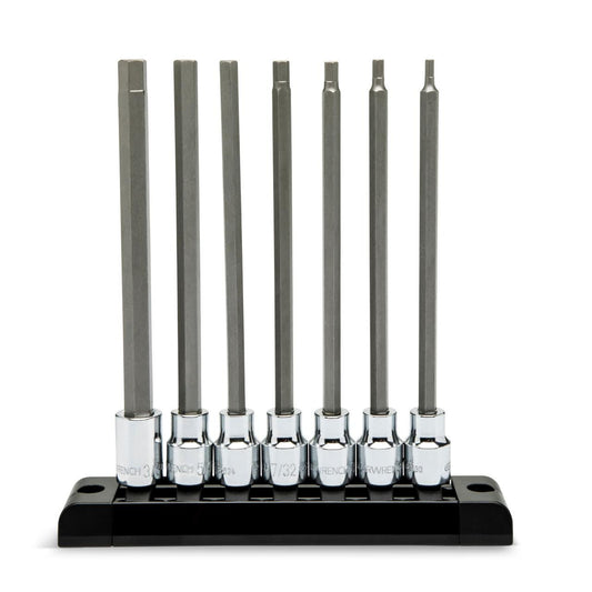 Gearwrench 82537 7 Piece 3/8" Drive Long Length Hex Bit SAE Socket Set