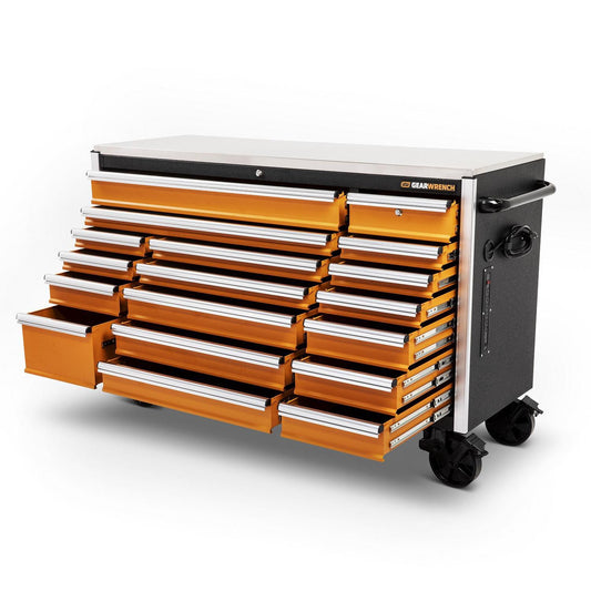 Gearwrench 83249 72" 18 Drawer Rolling Tool Cabinet with Stainless Steel Worktop and Chrome Drawer Pull