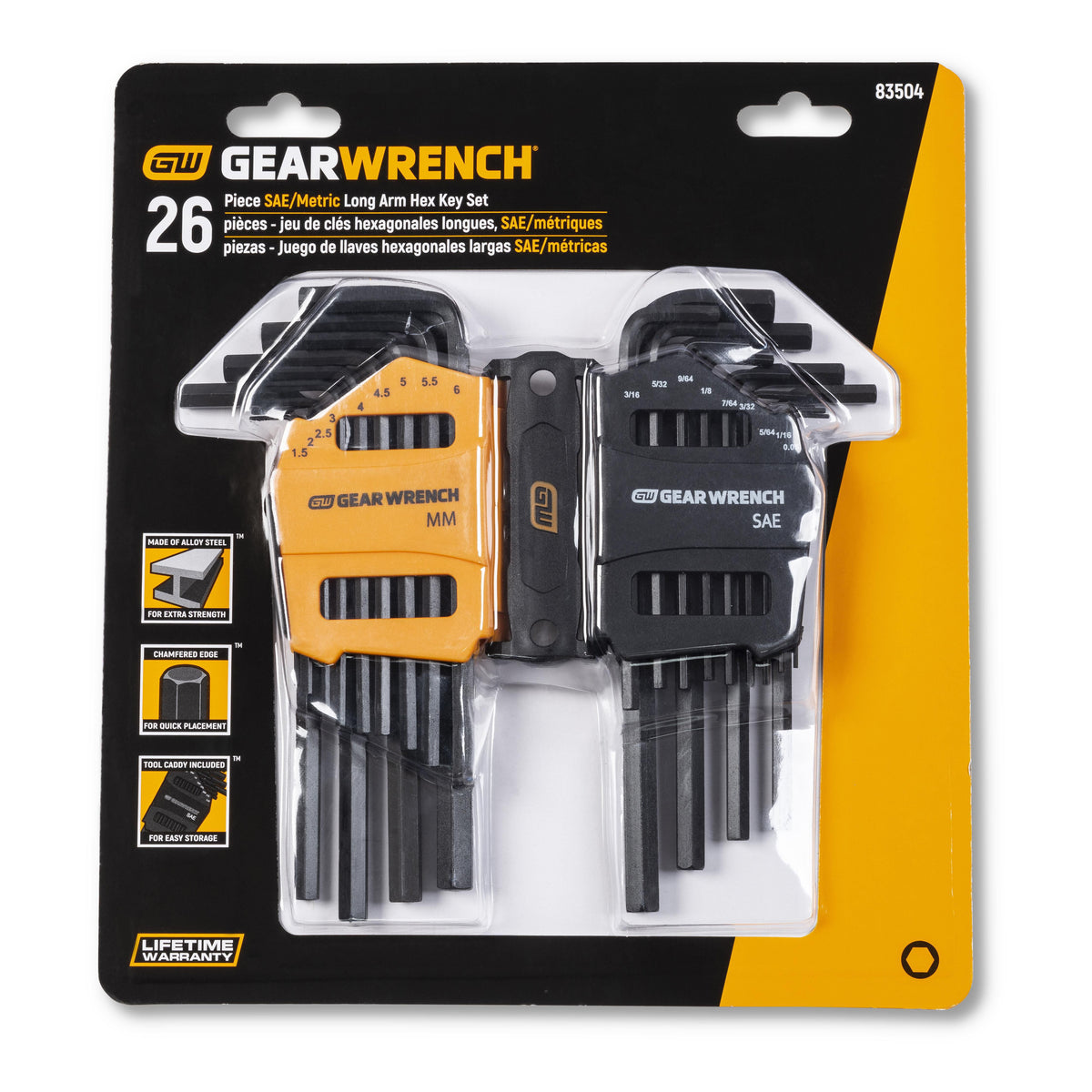 Gearwrench 83504 26 Piece Long Arm SAE/Metric Hex Key Set