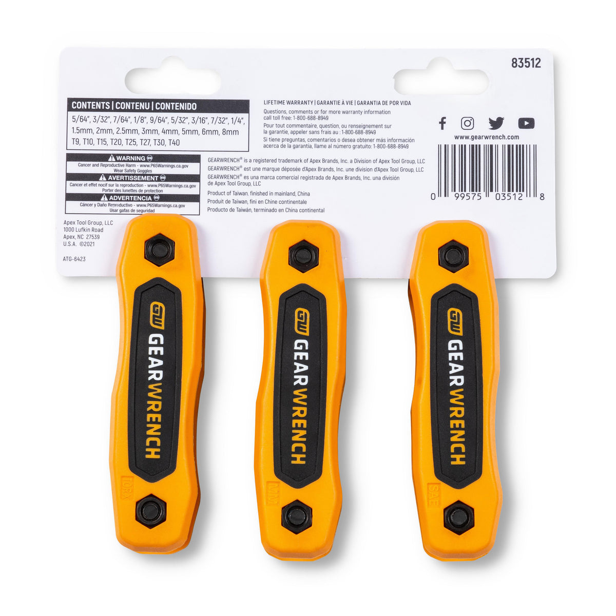 Gearwrench 83512 25 Piece SAE/Metric/Torx® Folding Hex Key Set