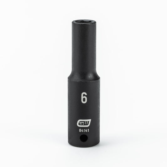Gearwrench 84141 1/4" Drive 6 Point Deep Impact Metric Socket 6mm