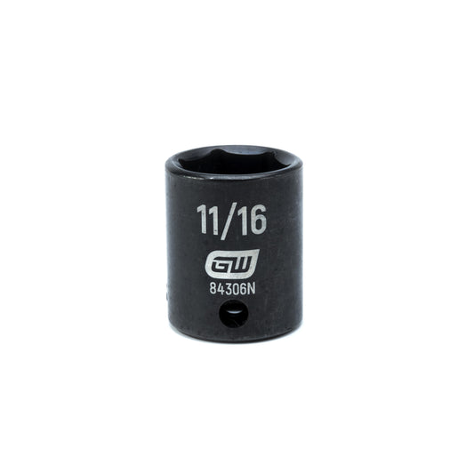 Gearwrench 84306N 3/8" Drive 6 Point Standard Impact SAE Socket 11/16"